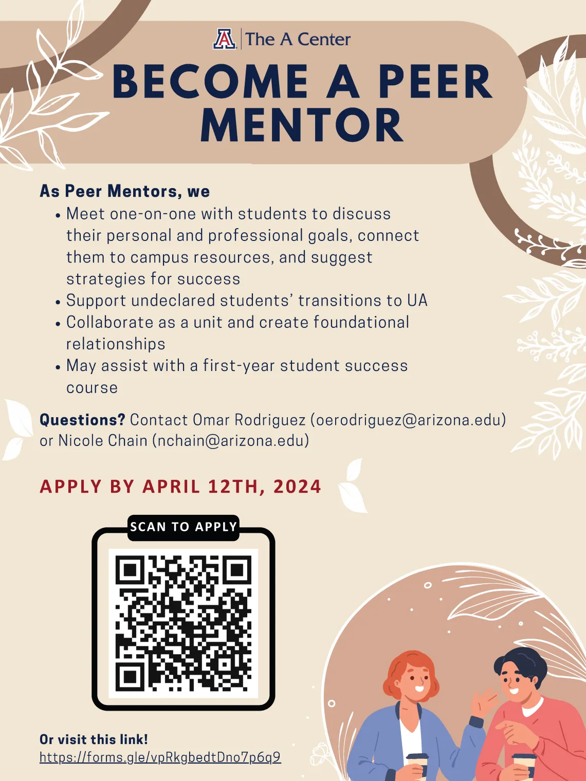 Flyer for Peer Mentors. Information is in the event description.